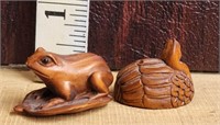 Pair of Wooden antique Japanese Netsukes