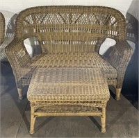 (A) Wicker Love Seat Couch 51” x 28” x 34” and