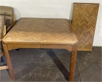 (A) Vintage Square Wooden Table with Leaf 41” x