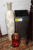 3pc Decor items; Vases, Umbrella Holder