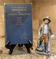 Fisherman Figurine and Vintage Hardback Book An