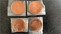 (4) 1oz Indian Head Copper Coins