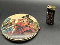 Vintage Compact Double Mirror & Lighter