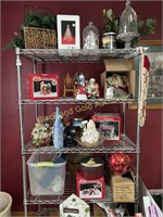 Rolling Wire Shelving W/ Holiday Decor