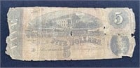 1865 $5 Confederate Note