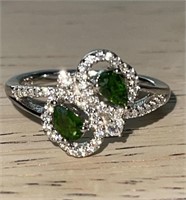 Sterling Silver Ring w/ Diopside Size 7