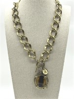 MNG by Mango Brass & Crystal Necklace