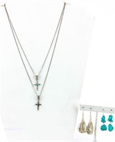 Jewelry Lot  Sterling Silver & Turquoise Earrings+