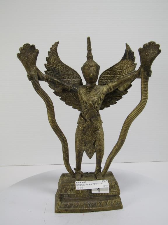 BRONZE ASIAN DEITY - 9" TALL