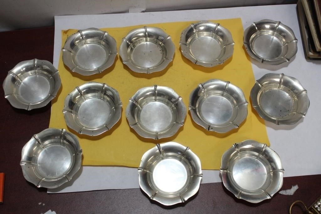 Set of 12 Sterling Nut Dishes