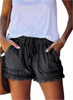 Acelitt Casual Elastic Waist Pocketed Shorts-XL