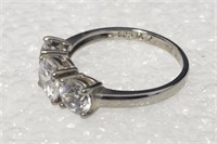 Clear Zircons Sterling Silver Ring Sz 7