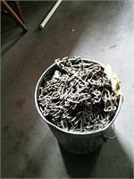 Metal bucket with chains