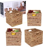 Water Hyacinth Baskets, Set of 4, 12x12x12in