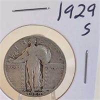 1929 S Walking Liberty Silver Quarter