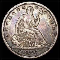 1840 Sm Ltrs Seated Liberty Half Dollar NEARLY