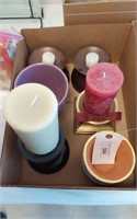 CANDLE HOLDERS AND VASES LOT- CONTENTS OF BOX