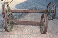 2 Vintage Axles w/Steel Spoked Wheels