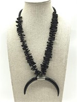 Vintage Boho Style Black Coral Necklace