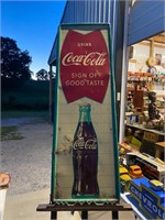 Rare Vertical Metal Coca-Cola Coke Fishtail Sign