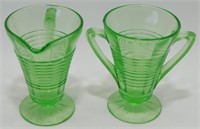 * Green Uranium Vaseline Glass Creamers