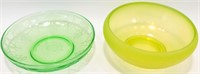 * Green Uranium Vaseline Glass Bowls