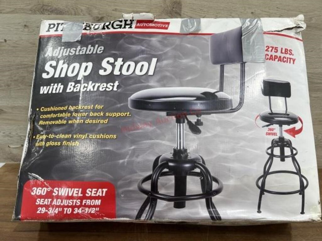 Pittsburgh adjustable shop stool w/ backrest
