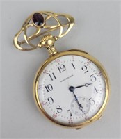 14K Gold Waltham Brooch Pocket Watch.