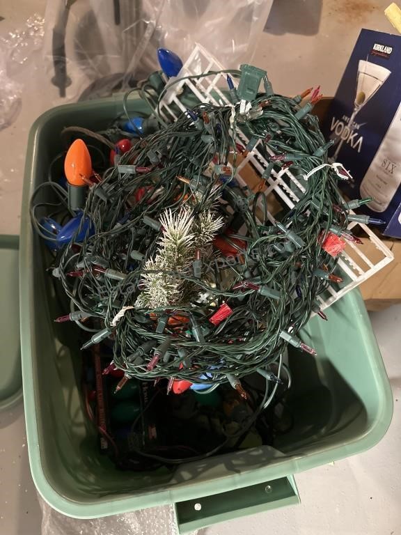 Bin of Christmas Lights with ROUGHNECK STORAGE