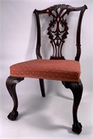 Chippendale side chair, mahogany, carved crest