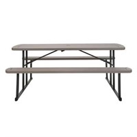 6 ft. Folding Picnic Table  Taupe Wood Grain