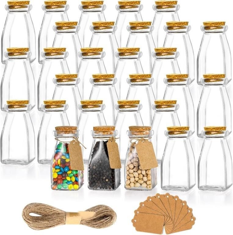 30-PACK YARLUNG GLASS JARS W/ CORK LIDS