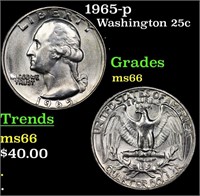 1965-p Washington Quarter 25c Grades GEM+ Unc