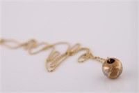 14kt Yellow Gold Necklace with Ball Pendant