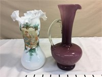 Glass vases - purple/ white, Victorian portrait