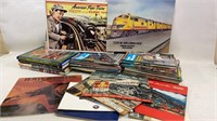 Large Lot Of Train Books Magazines & Tin Signs