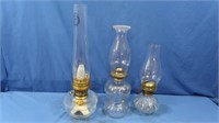3 Antique Oil Lamps-Aladdin, Lamplight Farms