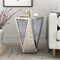 ENENE Mirrored End Table Crystal Diamond Setting C