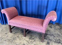 Vintage Fabric Bench with Curved Arms