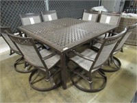 Metal 9 Pc. Patio Dining Set: Square Table & 8 Cha