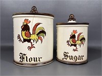 Metlox Pottery Rooster Flour & Sugar Canisters