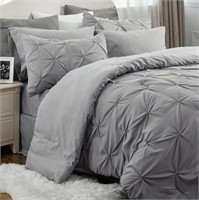 B9542  Bedsure 7-Piece Queen Comforter Set, Grey