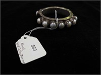 Sterling bangle bracelet with pearls marked