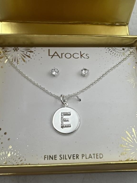 NEW LA Rocks "E" Necklace and Matching Earrings