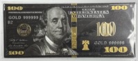 Black w/Gold Novelty USA $100 Bill!