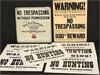 Group of Signs Including Tin No Trespassing-