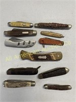 Eleven vintage knives, various brands, types, cond