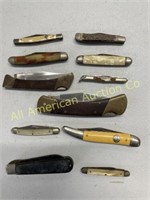 Eleven vintage knives, various brands, types, cond