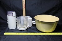 Enamel Ware Bowl and Small Appliances
