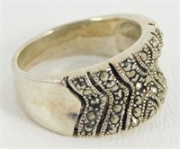 Vintage Sterling Silver Marcasite Ring - Size 8